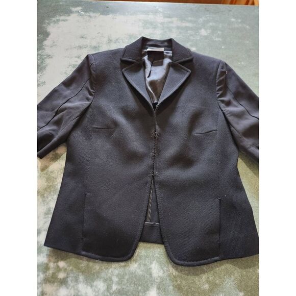 Akris Punto black short sleeve hook front jacket sz 6 - Picture 1 of 5
